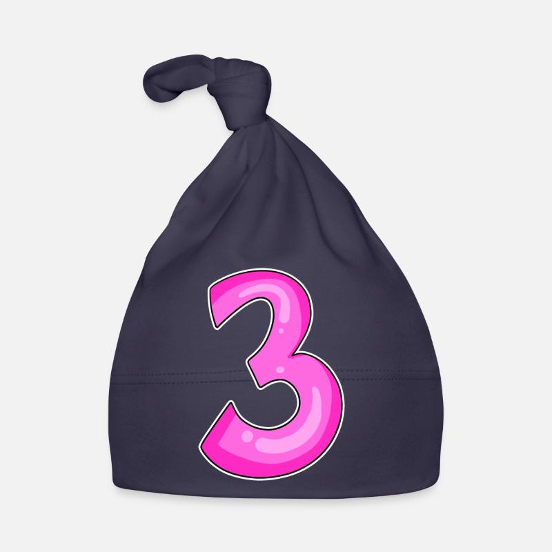 Three - 3 - Number 3 - Number 3 Organic Baby Cap