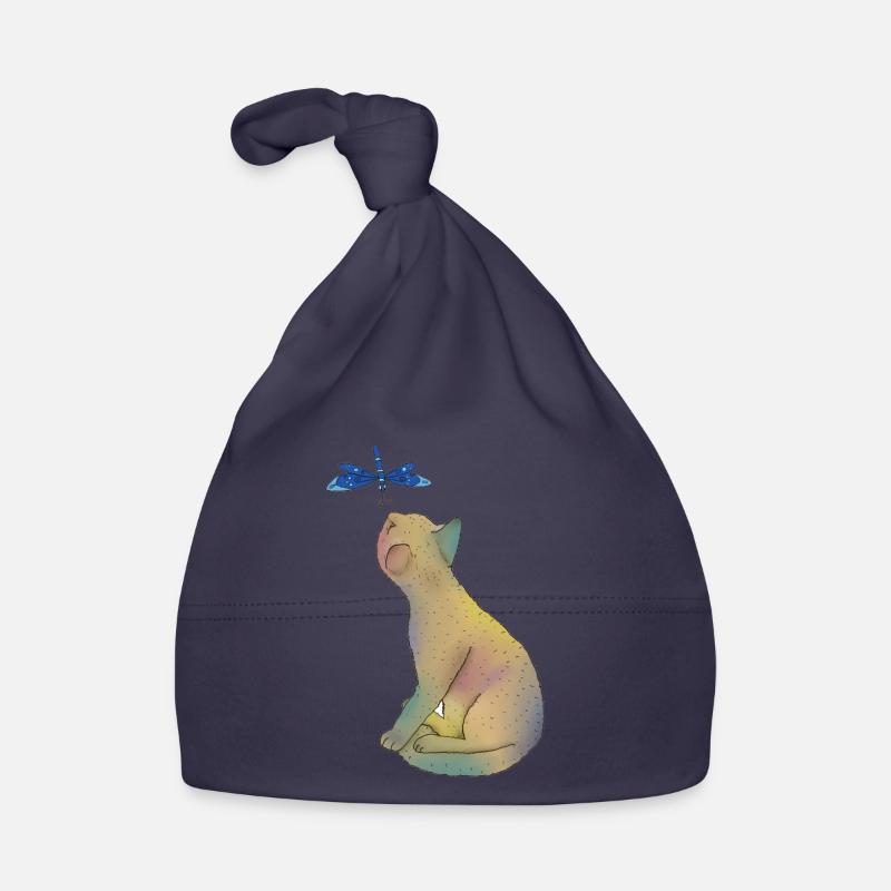 Katze mit blauer Libelle Baby Bio-Mütze