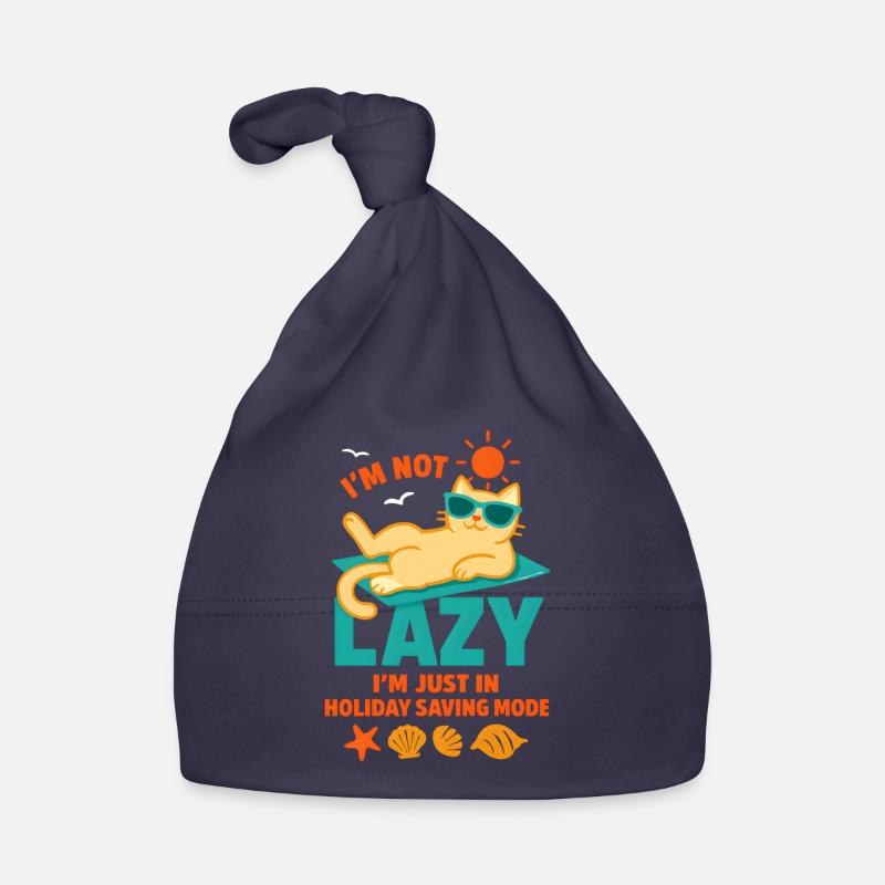 Lazy - Chat juste en mode économie vacances - Bonnet bio Bébé - marine