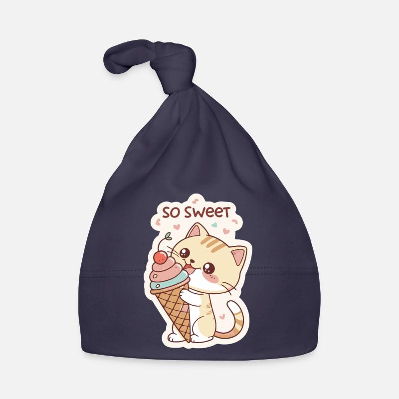Gourmet cat and pastel cone Organic Baby Cap