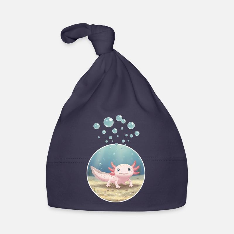 Création de t-shirt « Axolotl » - Bonnet bio Bébé - marine