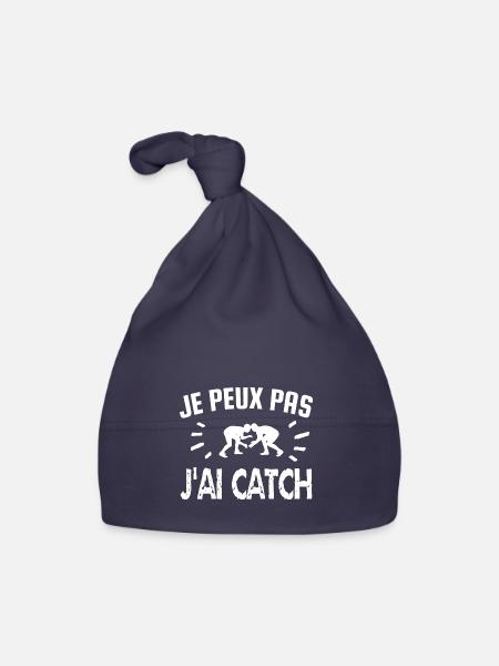 je peux pas j'ai catch - Bonnet bio Bébé - marine - Devant