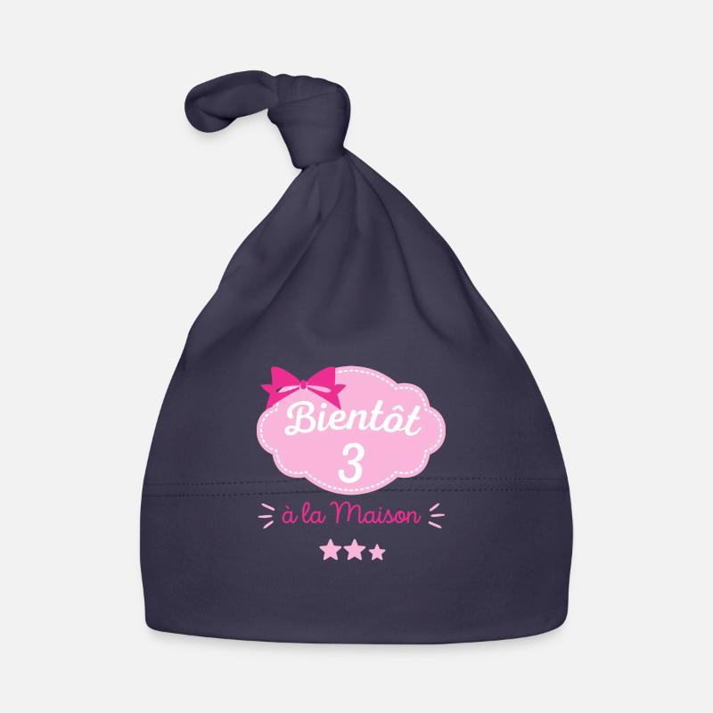 Annonce grossesse originale, bientôt 3 à la maison - Bonnet bio Bébé - marine
