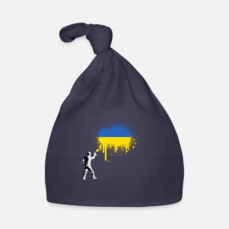 Drapeau Ukraine Drapeau rouge drapeau ukrainien - Bonnet bio Bébé - marine