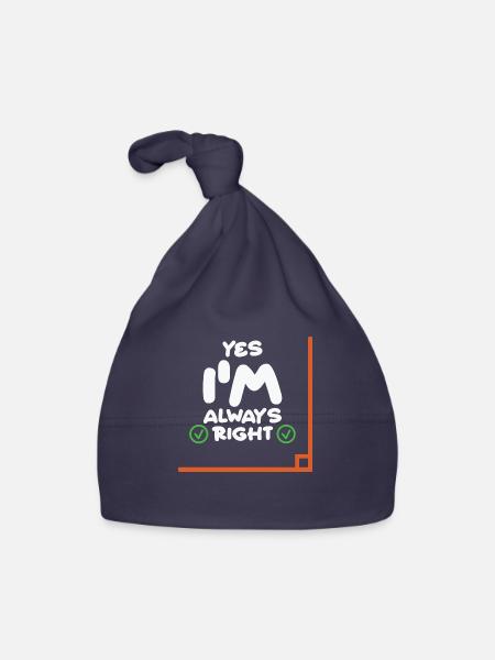 Professeur de mathématiques Oui j’ai toujours raison - Bonnet bio Bébé - marine - Devant
