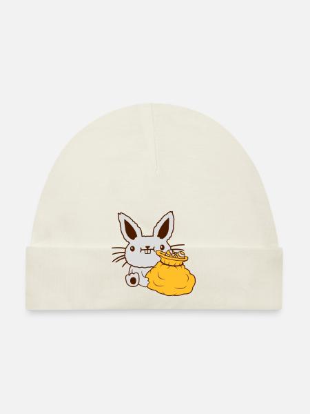 Lapin de Pâques grand sac d’oeufs - Bonnet bio Bébé - marine - Devant