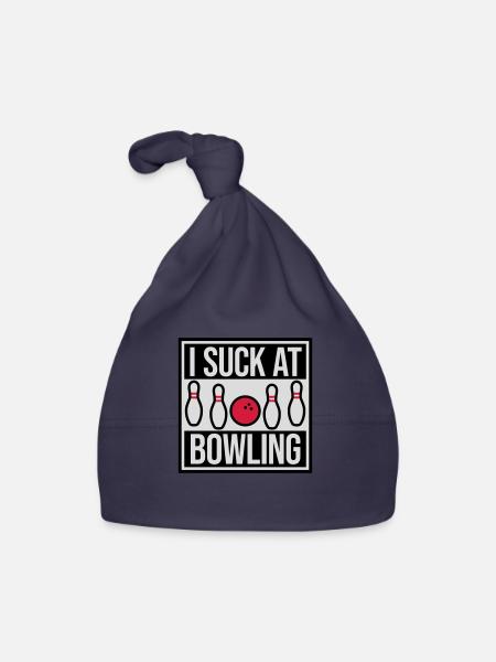 I suck at bowling - Organic Baby Cap - navy - Front