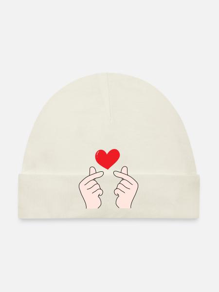 Cœurs de doigts 5 - Bonnet bio Bébé - marine - Devant