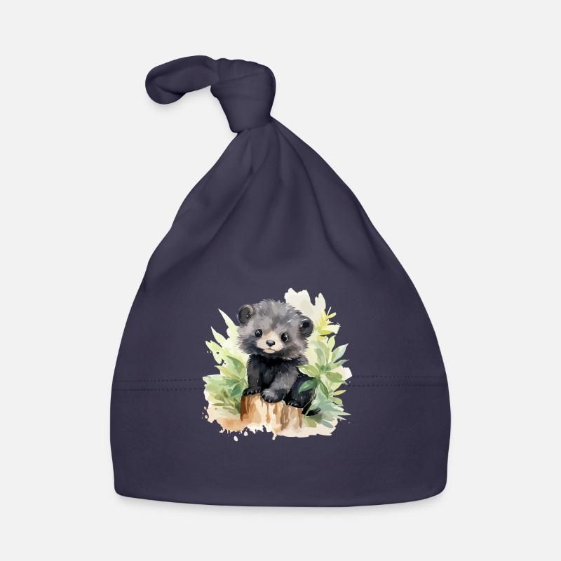 Ours brun - Bonnet bio Bébé - marine
