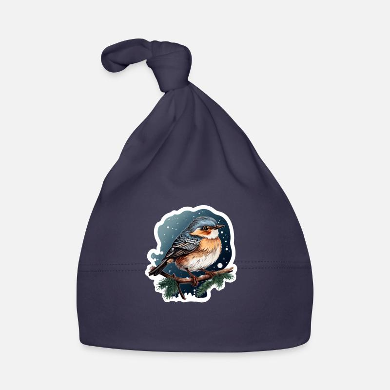 Dreamy winter night with bird Organic Baby Cap