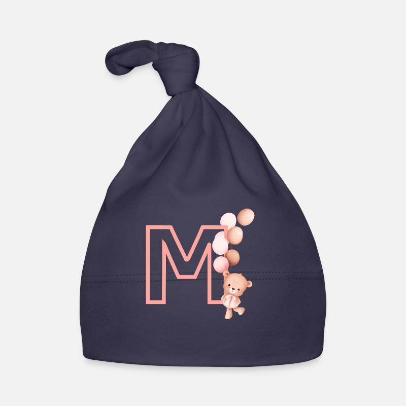 Letter M Pink Bear Organic Baby Cap