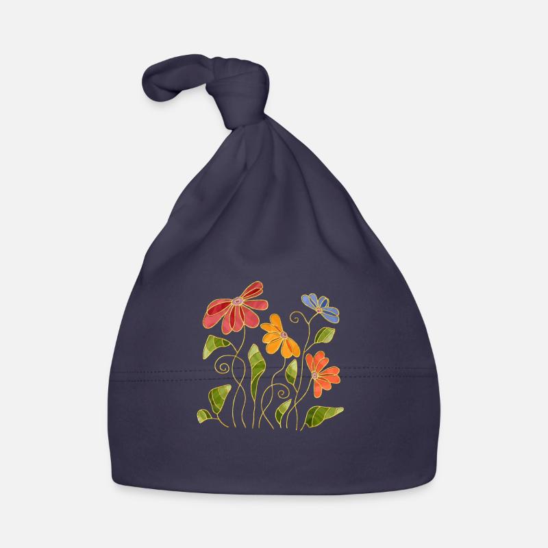 Fleur - Bonnet bio Bébé - marine