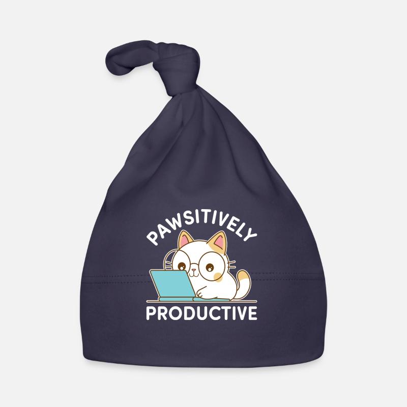 Pawsitively Productive – Kawaii Cat at Work Organic Baby Cap