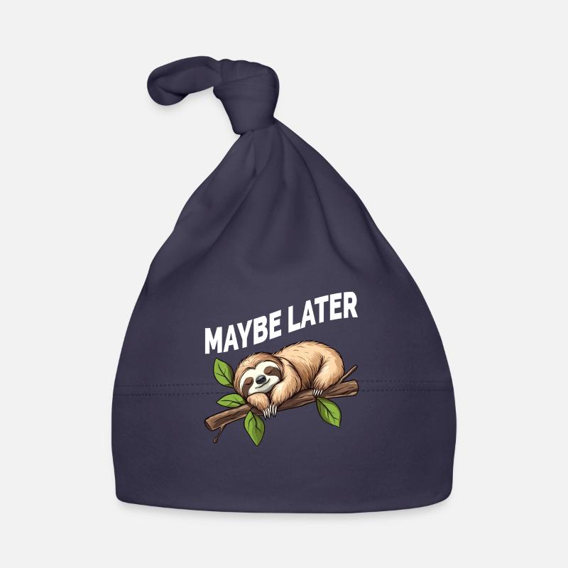 Funny Sloth Maybe Later Organic Baby Cap