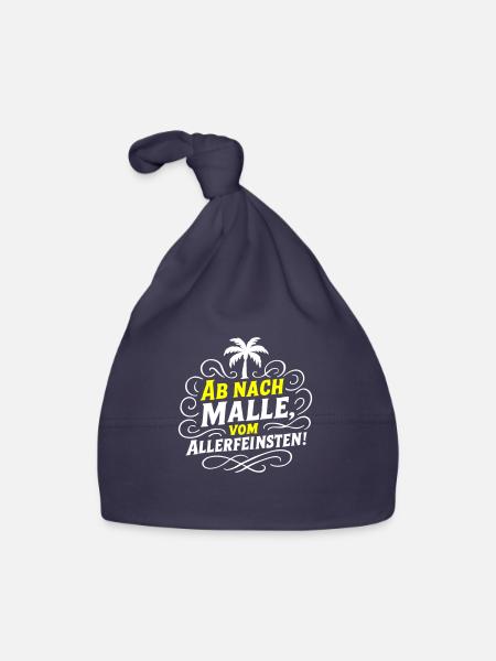 Ab Nach Malle Spruch Party - Baby Bio-Mütze - Navy - Vorne
