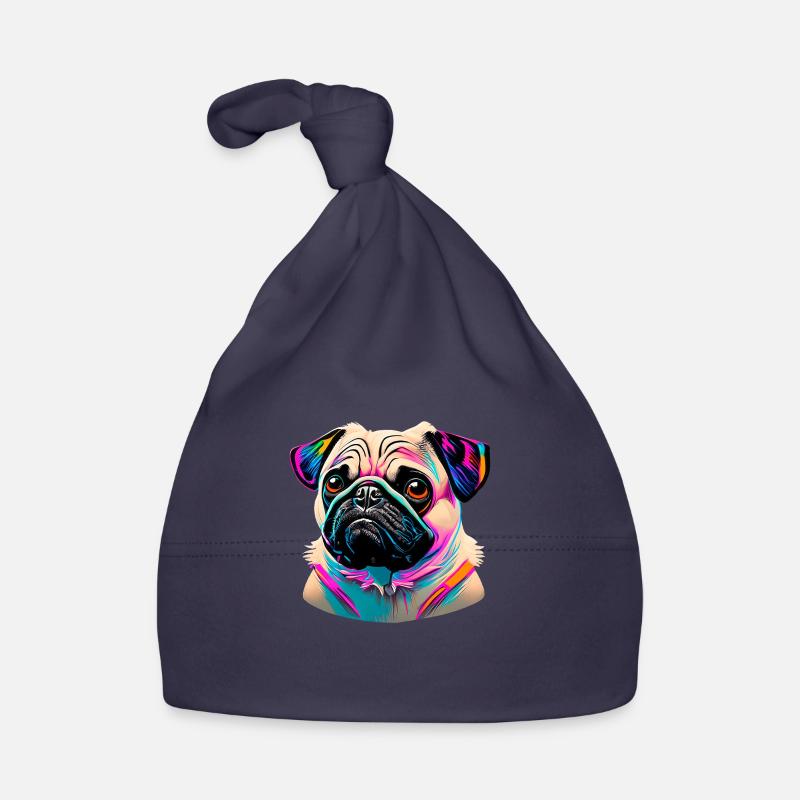 Mops Kopf Pug Graffiti Baby Bio-Mütze
