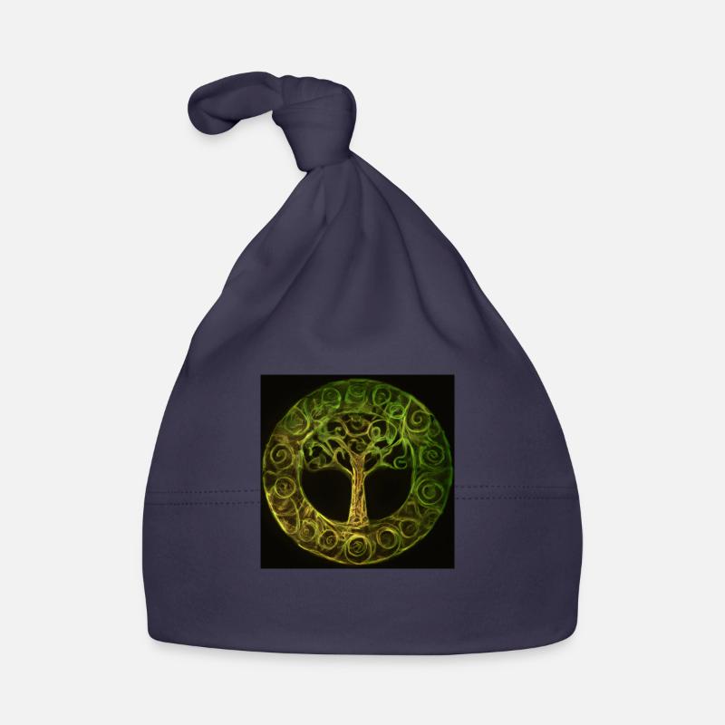 Arbre de vie celtique - Bonnet bio Bébé - marine
