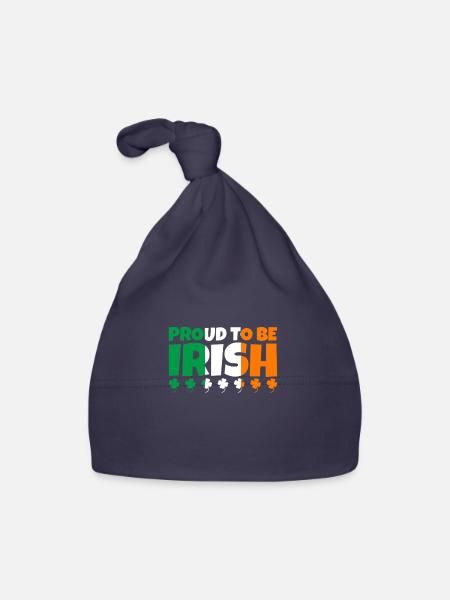 Proud To Be Irish Irland Irische Flagge Kleeblatt - Baby Bio-Mütze - Navy - Vorne