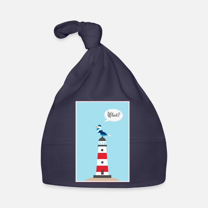Leuchtturm - Möwe - Comic - Geschenk - Baby Bio-Mütze - Navy