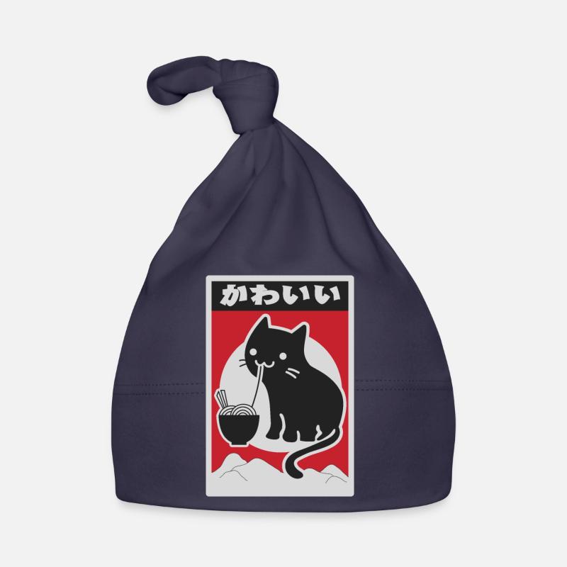 neko black love ramen - Bonnet bio Bébé - marine