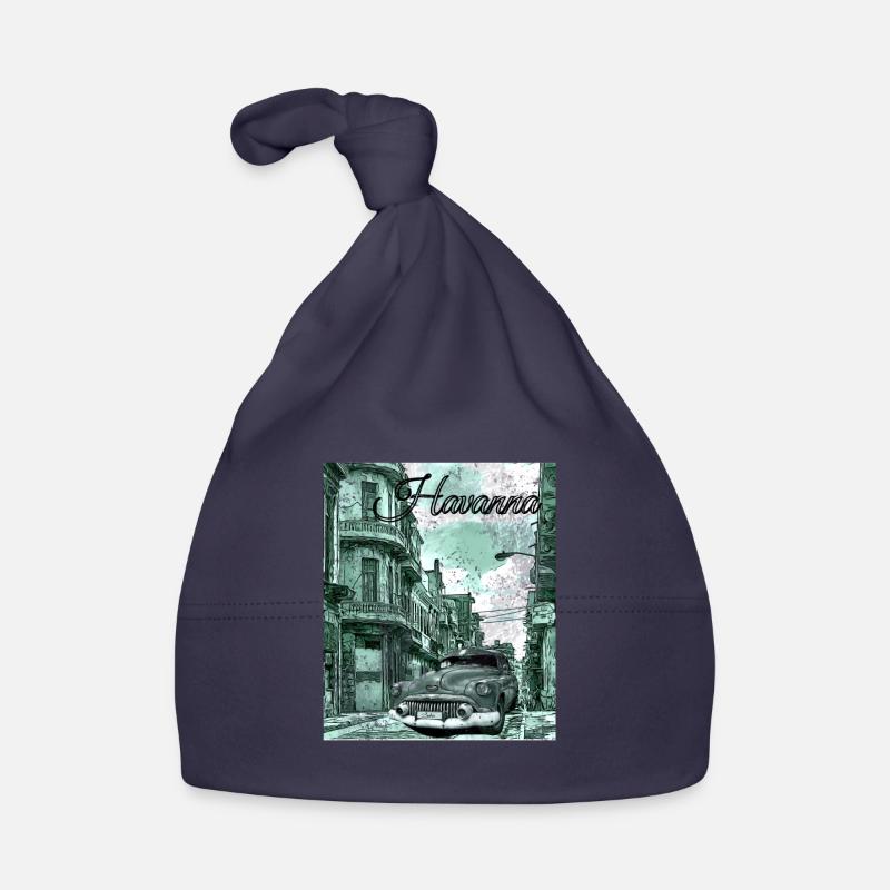La Havane Cuba - Bonnet bio Bébé - marine