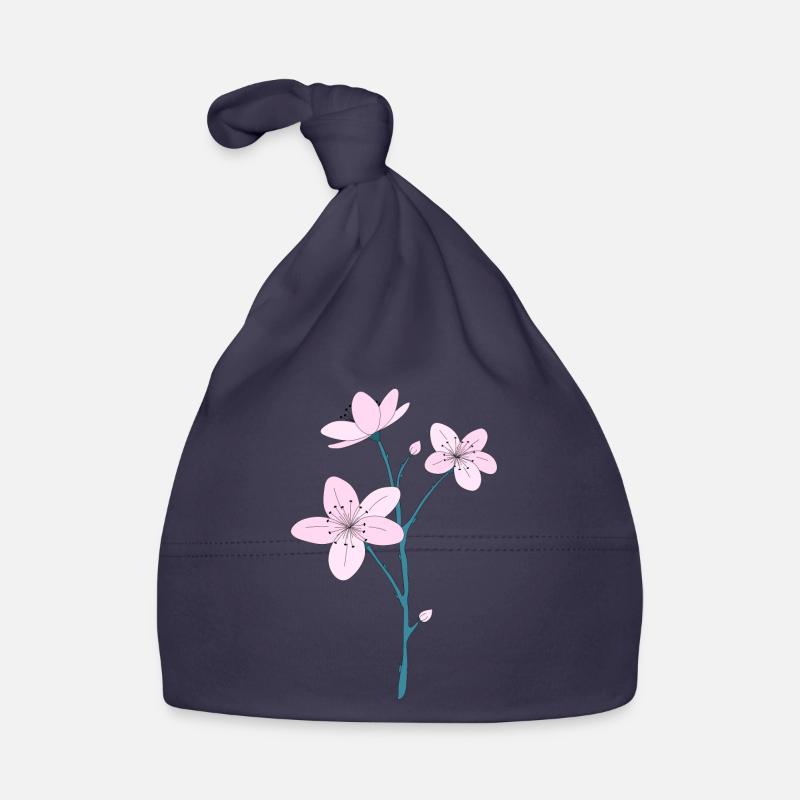 Fleur de cerisier - Bonnet bio Bébé - marine