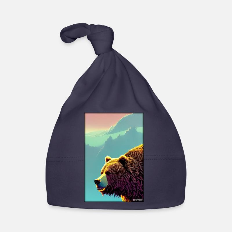 Ours Grizzly Ours brun Prédateur Forêt de faune 4 - Bonnet bio Bébé - marine