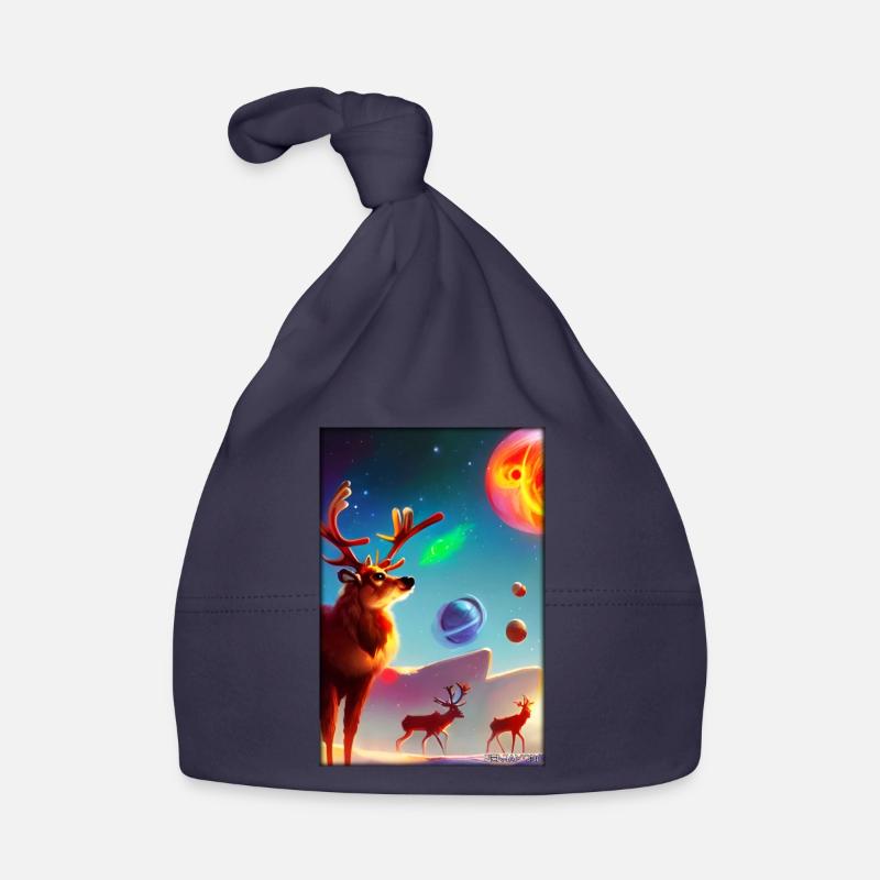 Reindeer Christmas Space Galaxy Universe Map Organic Baby Cap