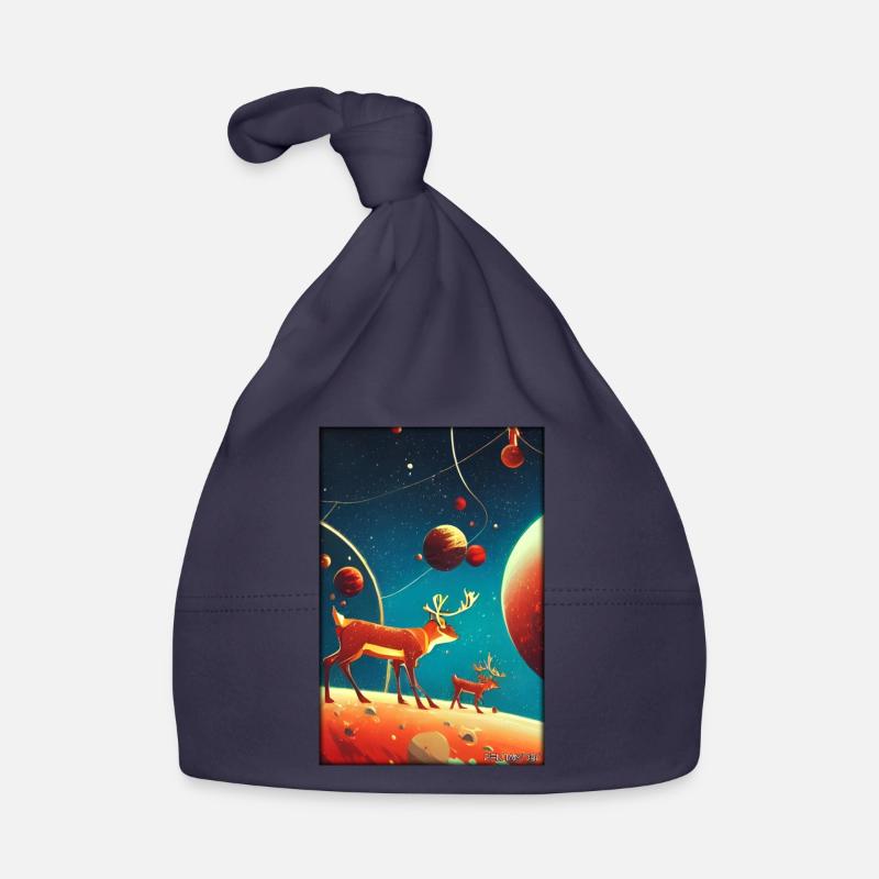 Reindeer Christmas Space Galaxy Universe Map Organic Baby Cap