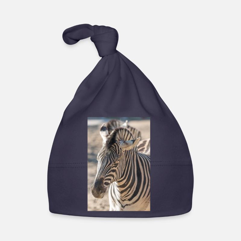 Zebra (auf Deutsch Zebra oder Zebras) Hippotigris - Baby Bio-Mütze - Navy