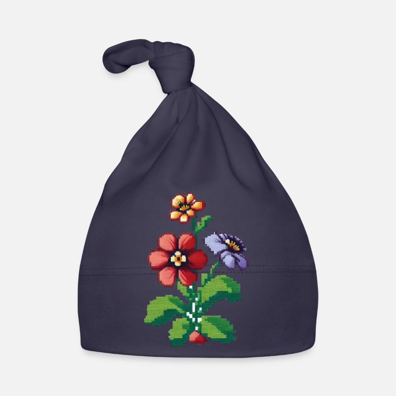 Fleurs Pixel Art Bonnet bio Bébé