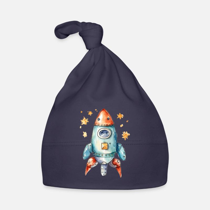 Dessin d’aquarelles de fusée Bonnet bio Bébé