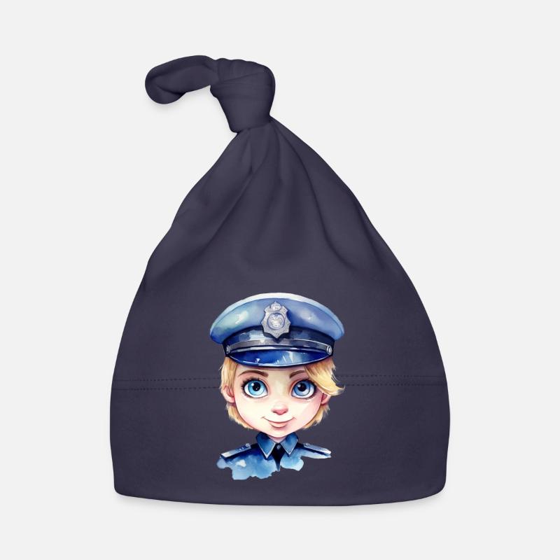Dessin d’aquarelles de policière Bonnet bio Bébé