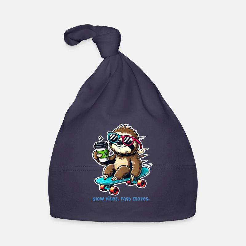 Faultier Skateboard Baby Bio-Mütze
