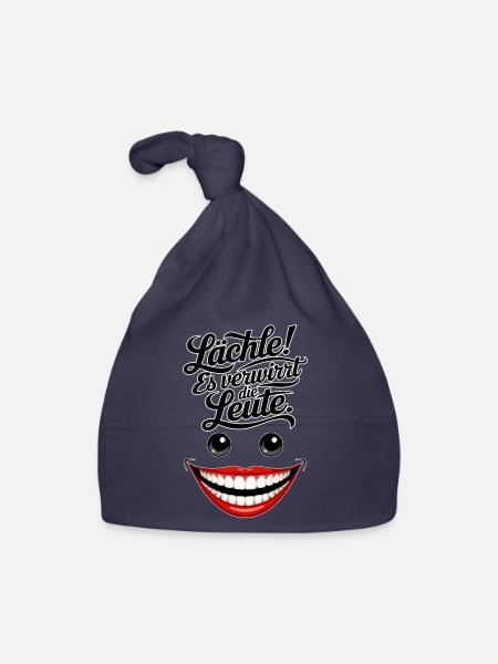 Immer lächeln - Baby Bio-Mütze - Navy - Vorne