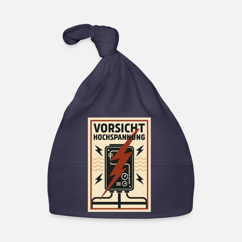 Caution High Voltage Current Warning Sign Organic Baby Cap