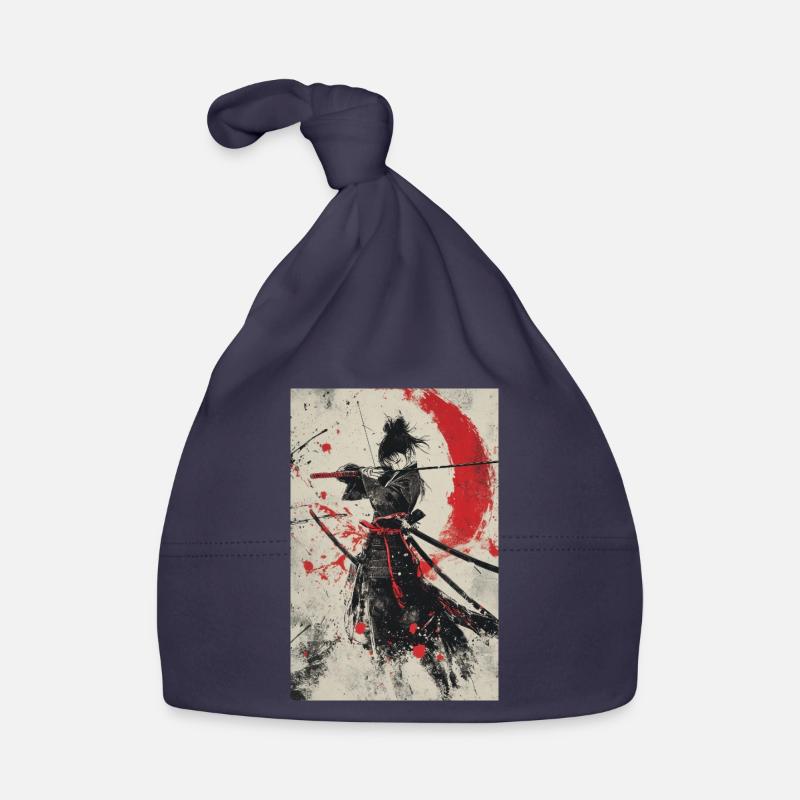 de samouraï en rouge et noir Bonnet bio Bébé