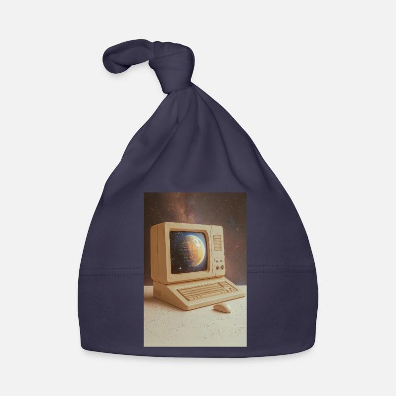 Retro Computer Meets Outer Space Organic Baby Cap