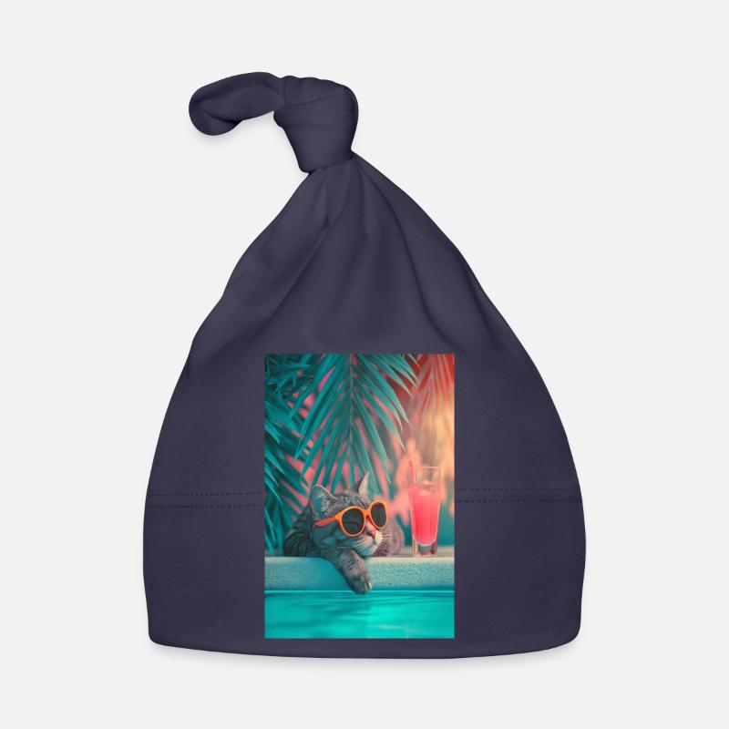 Cool Cat by the Pool Organic Baby Cap