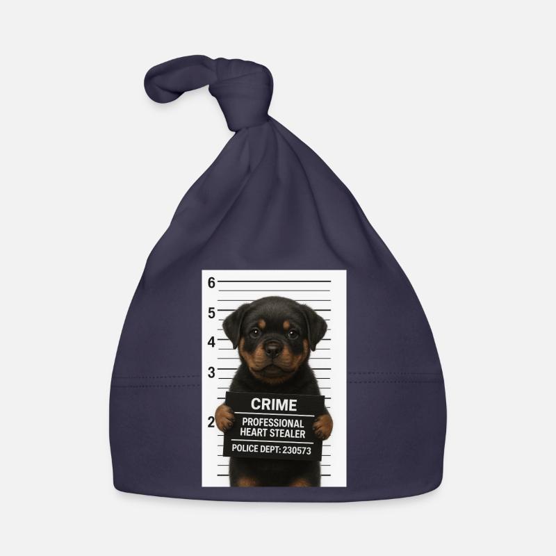 Chiot Rottweiler – cœur volé - Bonnet bio Bébé - marine