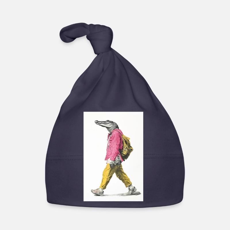Alligator de style urbain avec sac à dos - Bonnet bio Bébé - marine