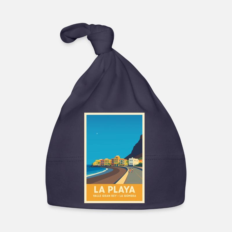 La Playa Affiche Valle Gran Rey - Bonnet bio Bébé - marine