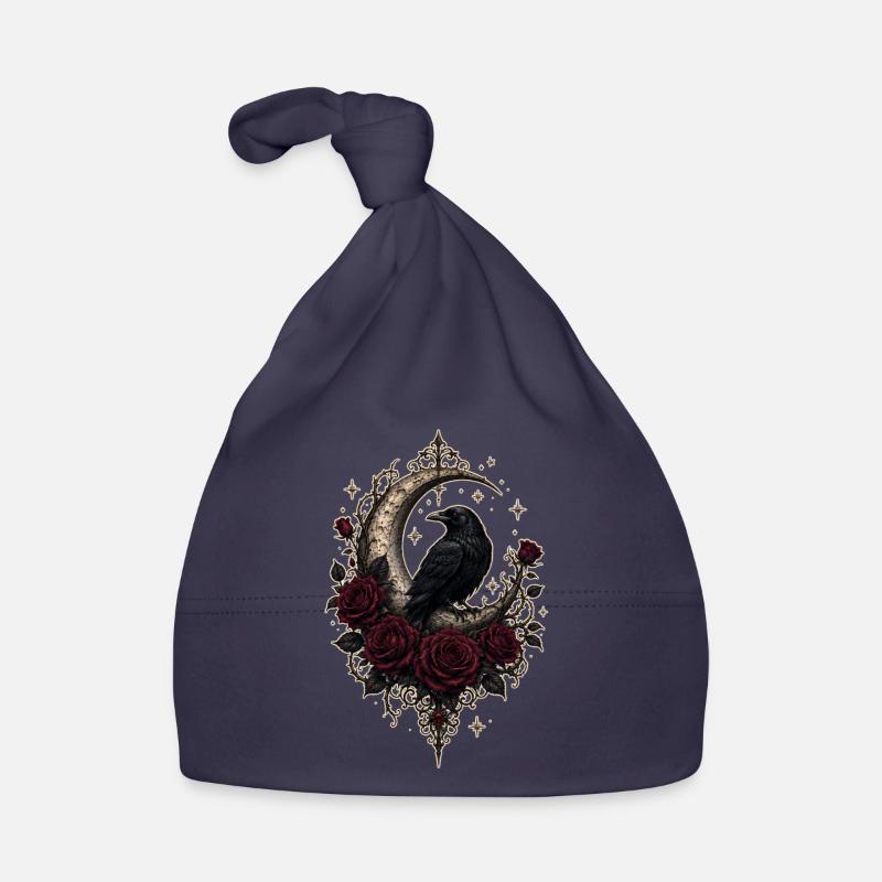 Dark Romantic Raven Moon Organic Baby Cap