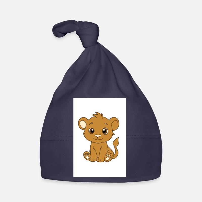 Lionceau kawaï  - Bonnet bio Bébé - marine