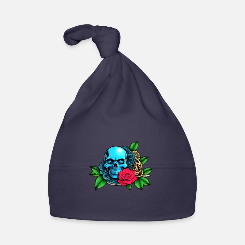 Skulls 'n' Roses - Crâne Bleu - Bonnet bio Bébé - marine
