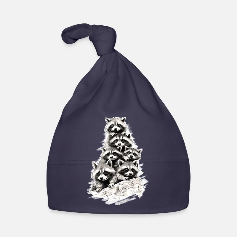 Ratons laveurs - Bonnet bio Bébé - marine