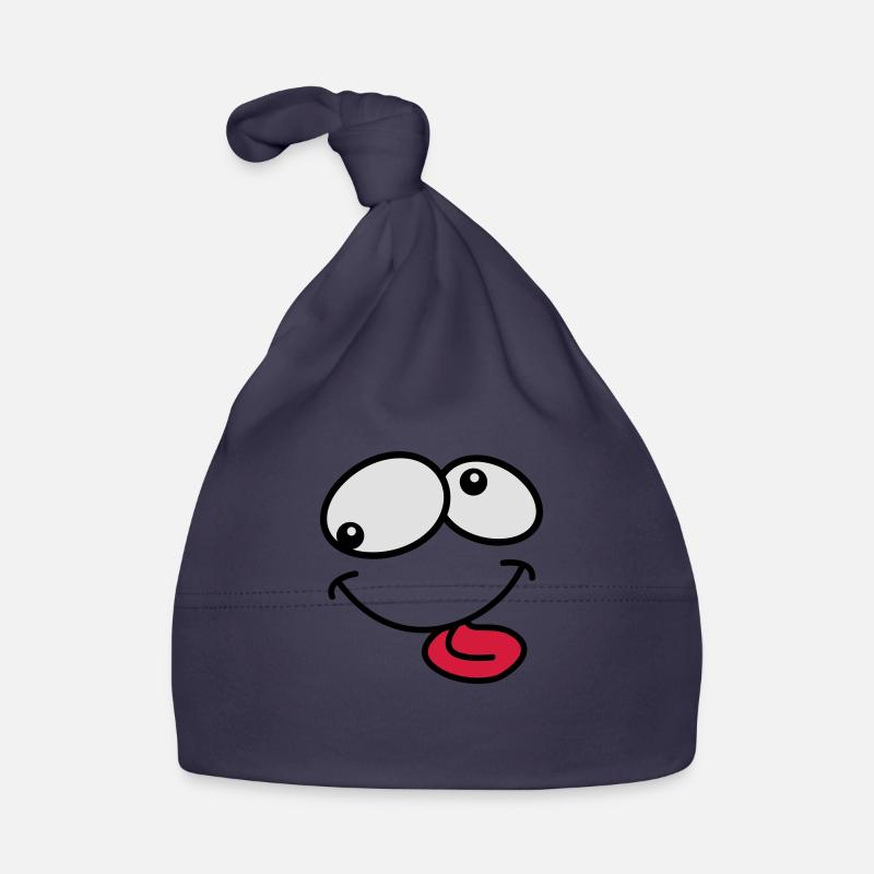 Stupide Crazy Grimace Comic Cartoon Face - Bonnet bio Bébé - marine
