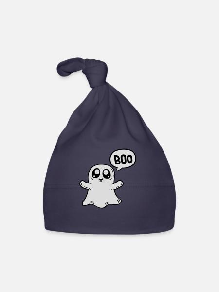 Little sweet boo ghost - Organic Baby Cap - navy - Front