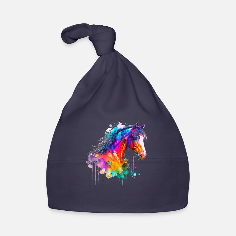 Idée Passion Chevaux Cavalier Aquarelle Splash Art Bonnet bio Bébé
