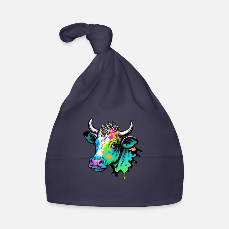 Dessin coloré Cow Head Bonnet bio Bébé